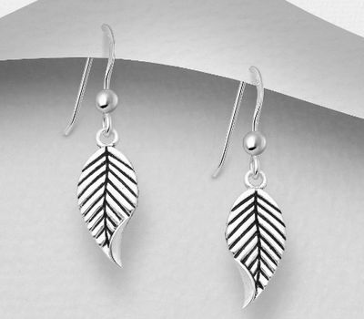 Malın səhifəsinə keç 925 Sterling Silver Leaf Hook Earrings, Decorated with Colored Enamel