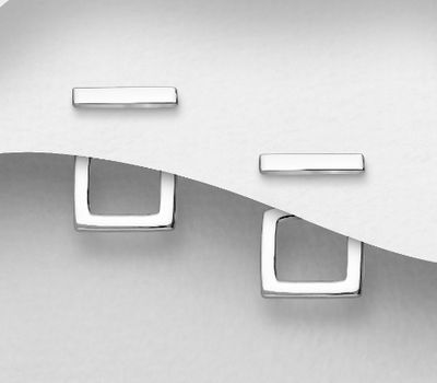 Malın səhifəsinə keç 925 Sterling Silver Bar and Square Jacket Earrings
