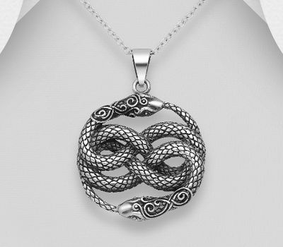 Malın səhifəsinə keç 925 Sterling Silver Oxidized Ouroboros Pendant