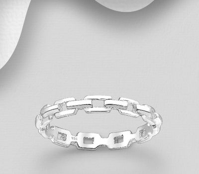 Malın səhifəsinə keç 925 Sterling Silver Links Band Ring, 3 mm Wide