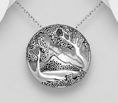 Malın səhifəsinə keç 925 Sterling Silver Mountain and Tree Of Life Pendant, Decorated with Colored Enamel