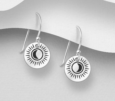 Malın səhifəsinə keç 925 Sterling Silver Oxidized Crescent Moon Hook Earrings