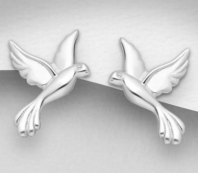 Malın səhifəsinə keç 925 Sterling Silver Push-Back Flying Doves Earrings