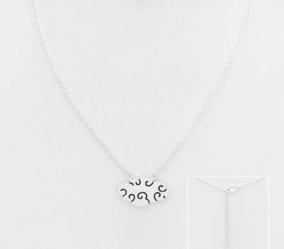 Malın səhifəsinə keç 925 Sterling Silver Necklace Featuring Cloud Decorated with Colored Enamel