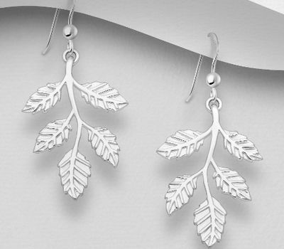 Malın səhifəsinə keç 925 Sterling Silver Leaf Hook Earrings