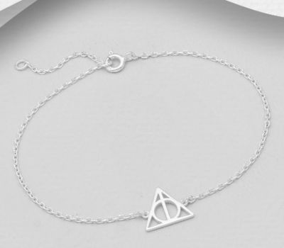 Malın səhifəsinə keç 925 Sterling Silver Deathly Hallows Symbol Bracelet