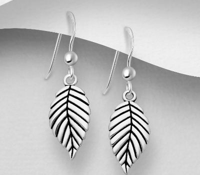 Malın səhifəsinə keç 925 Sterling Silver Leaf Hook Earrings, Decorated with Colored Enamel