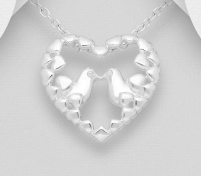 Malın səhifəsinə keç 925 Sterling Silver Heart Shape Birds Pendant