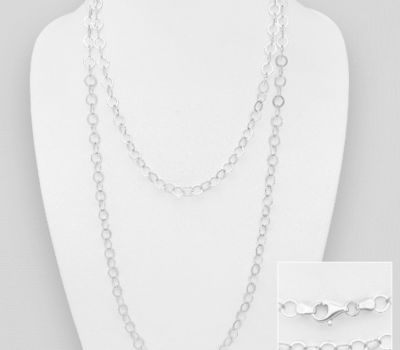 Malın səhifəsinə keç ITALIAN DELIGHT - 925 Sterling Silver Long Layered Necklace, 5.5 mm Wide. Made in Italy.