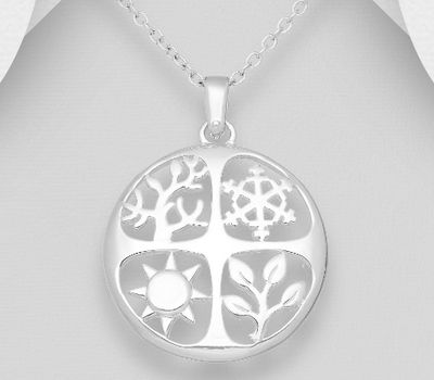 Malın səhifəsinə keç 925 Sterling Silver Sun, Helm, Tree and Branch Pendant