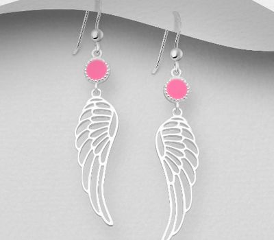 Malın səhifəsinə keç 925 Sterling Silver Wings Hook Earrings, Decorated with Various Colors of Enamel