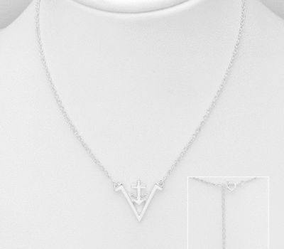 Malın səhifəsinə keç 925 Sterling Silver Anchor, Chevron And Cross Necklace