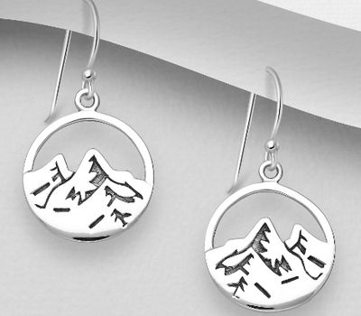 Malın səhifəsinə keç 925 Sterling Silver Oxidized Mountain Hook Earrings