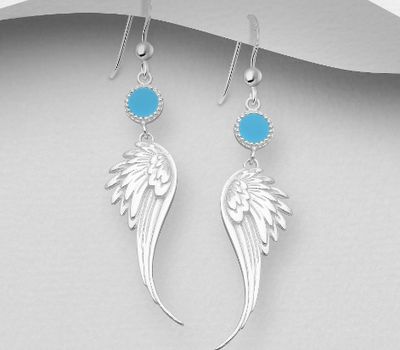 Malın səhifəsinə keç 925 Sterling Silver Wings Hook Earrings, Decorated with Various Colors of Enamel