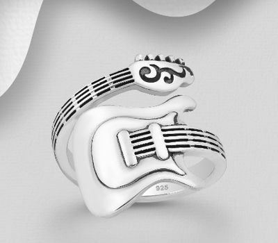 Malın səhifəsinə keç 925 Sterling Silver Wrap Oxidized Guitar Ring