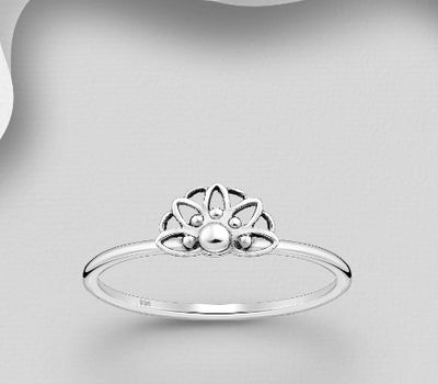 Malın səhifəsinə keç 925 Sterling Silver Oxidized Flower Ring