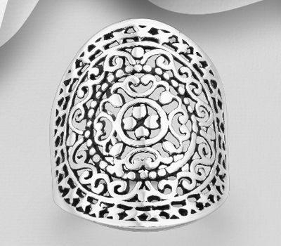 Malın səhifəsinə keç 925 Sterling Silver Oxidized Star and Multiple Patterned Ring