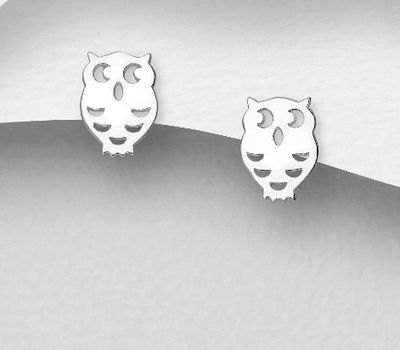 Malın səhifəsinə keç 925 Sterling Silver Owl Push-Back Earrings