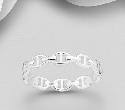 Malın səhifəsinə keç 925 Sterling Silver Flat Mariner Links Ring, 3.5 mm Wide