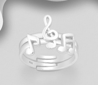 Malın səhifəsinə keç 925 Sterling Silver Adjustable Music Notes Ring