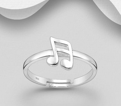 Malın səhifəsinə keç 925 Sterling Silver Adjustable Music Notes Ring
