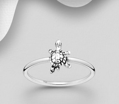 Malın səhifəsinə keç 925 Sterling Silver Oxidized Turtle Ring