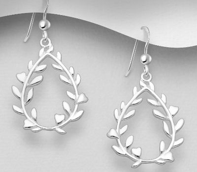 Malın səhifəsinə keç 925 Sterling Silver Leaf Hook Earrings