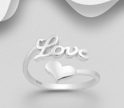 Malın səhifəsinə keç 925 Sterling Silver Adjustable Ring Featuring Heart and