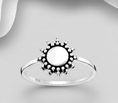 Malın səhifəsinə keç 925 Sterling Silver Oxidized Sun Ring