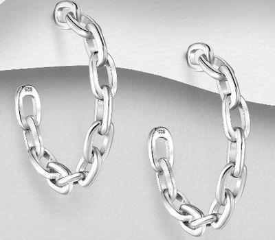 Malın səhifəsinə keç 925 Sterling Silver Links Push-Back Earrings