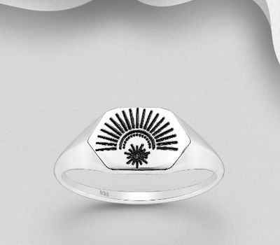 Malın səhifəsinə keç 925 Sterling Silver Oxidized Sun Ring