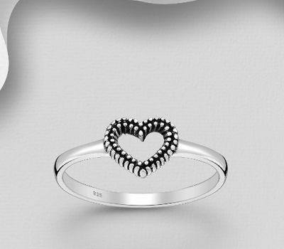 Malın səhifəsinə keç 925 Sterling Silver Oxidized Heart Ring