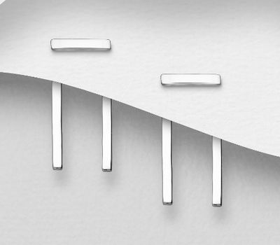 Malın səhifəsinə keç 925 Sterling Silver Bar Jacket Earrings