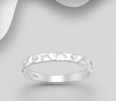 Malın səhifəsinə keç 925 Sterling Silver Hammered Band Ring, 2.5 mm Wide.