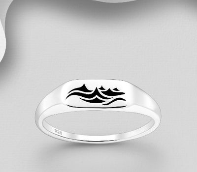 Malın səhifəsinə keç 925 Sterling Silver Oxidized Wave Ring