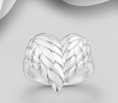 Malın səhifəsinə keç 925 Sterling Silver Heart Shape Angel Wings Ring