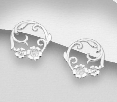 Malın səhifəsinə keç 925 Sterling Silver Flowers Push-Back Earrings