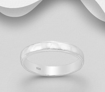 Malın səhifəsinə keç 925 Sterling Silver Hammered Band Ring, 4 mm Wide