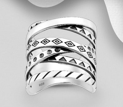 Malın səhifəsinə keç 925 Sterling Silver Oxidized Patterned Ring