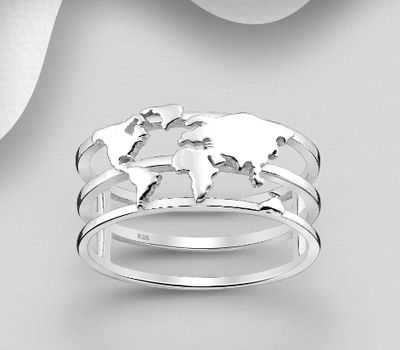 Malın səhifəsinə keç 925 Sterling Silver Map Ring