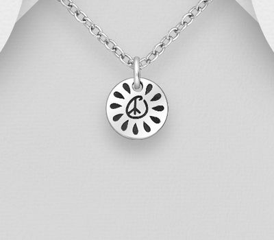 Malın səhifəsinə keç 925 Sterling Silver Oxidized Peace Symbol Pendant