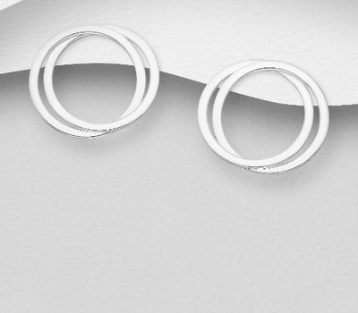 Malın səhifəsinə keç 925 Sterling Silver Double Circle Push-Back Earrings