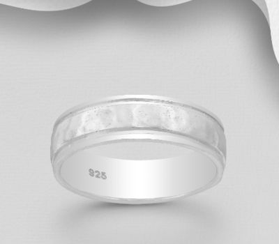 Malın səhifəsinə keç 925 Sterling Silver Hammered Band Ring, 6 mm Wide