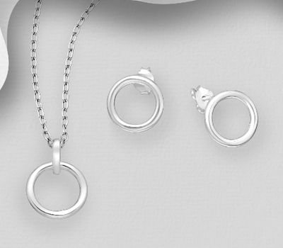 Malın səhifəsinə keç 925 Sterling Silver Circle Push-Back Earrings & Pendant