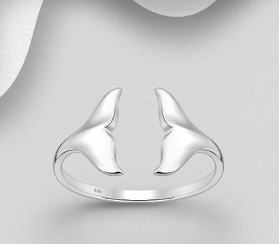 Malın səhifəsinə keç 925 Sterling Silver Whale Tail Ring