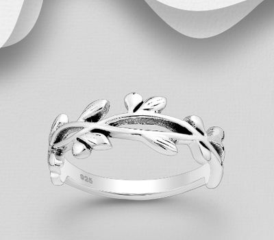 Malın səhifəsinə keç 925 Sterling Silver Oxidized Branch And Leaf Ring