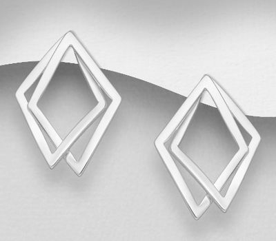 Malın səhifəsinə keç 925 Sterling Silver Double Rhombus Push-Back Earrings