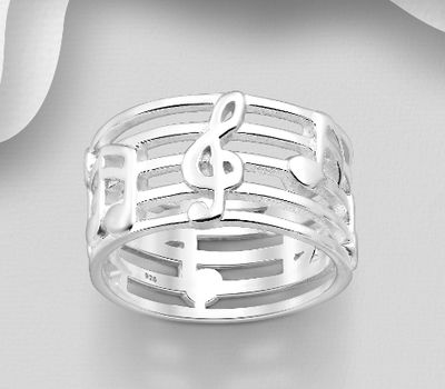 Malın səhifəsinə keç 925 Sterling Silver Music Notes Ring