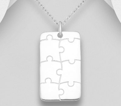 Malın səhifəsinə keç 925 Sterling Silver Jigsaw Tag Pendant