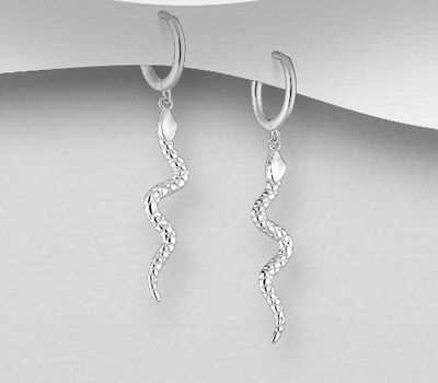 925 Sterling Silver Snake Hoop Earrings